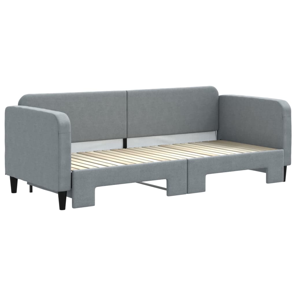 Slaapbank Stof 80 x 200 cm Lichtgrijs met onderschuifbed