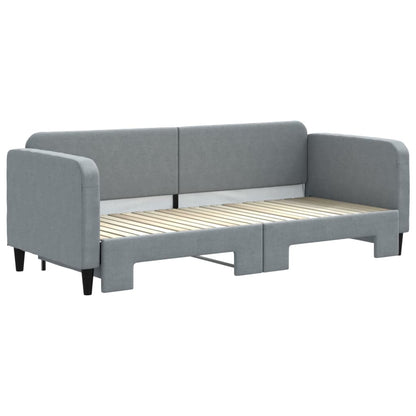 Slaapbank Stof 80 x 200 cm Lichtgrijs met onderschuifbed