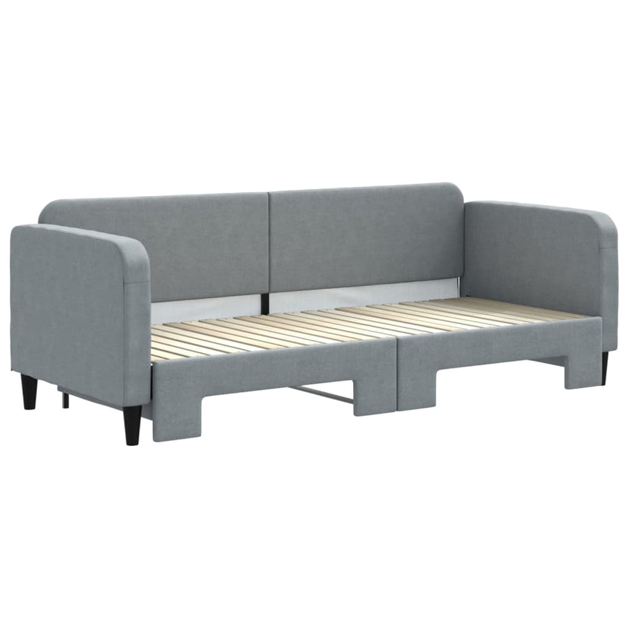 Slaapbank Stof 80 x 200 cm Lichtgrijs met onderschuifbed