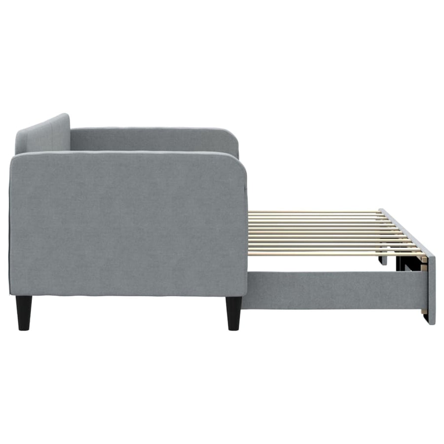 Slaapbank Stof 80 x 200 cm Lichtgrijs met onderschuifbed