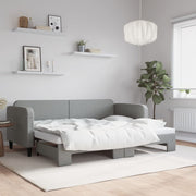 Slaapbank onderschuifbed 80x200 cm lichtgrijs stof