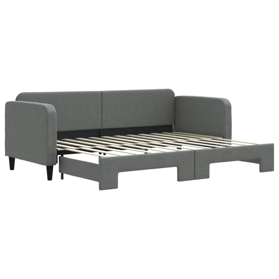 Slaapbank Stof 80 x 200 cm Donkergrijs met onderschuifbed