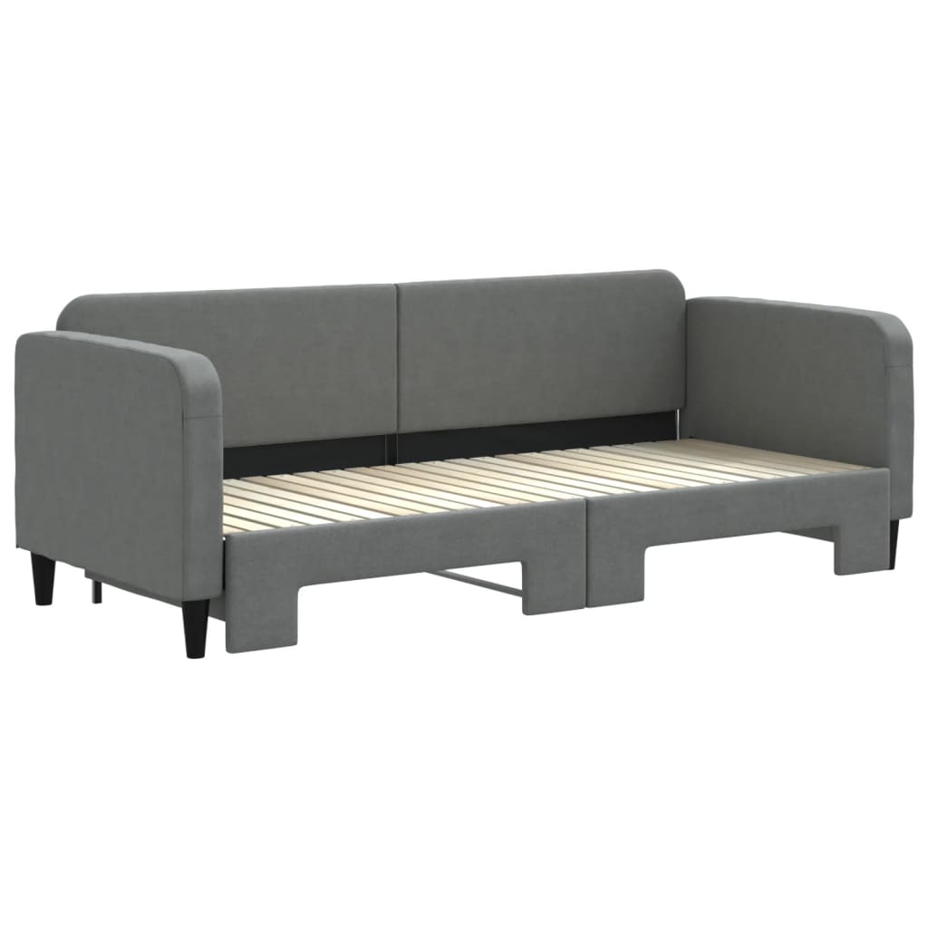 Slaapbank Stof 80 x 200 cm Donkergrijs met onderschuifbed