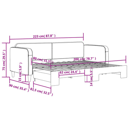 Slaapbank Stof 80 x 200 cm Donkergrijs met onderschuifbed