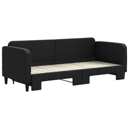 Slaapbank Stof 80 x 200 cm Zwart met onderschuifbed