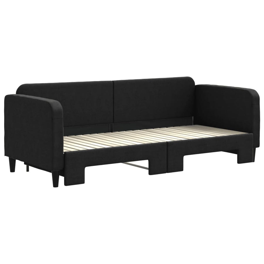 Slaapbank Stof 80 x 200 cm Zwart met onderschuifbed