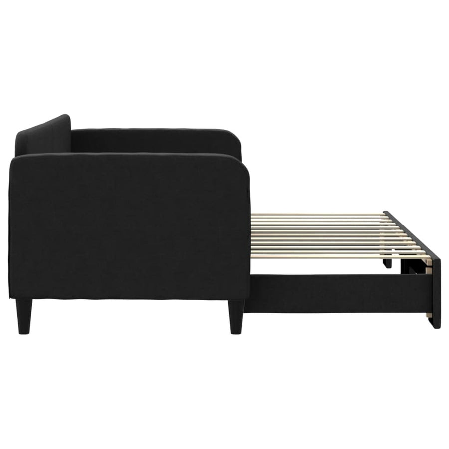 Slaapbank Stof 80 x 200 cm Zwart met onderschuifbed