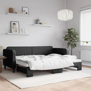 Slaapbank met onderschuifbed 80x200 cm zwart