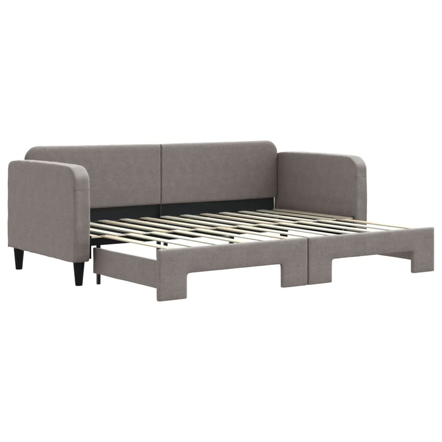 Slaapbank Stof 80 x 200 cm Taupe met onderschuifbed