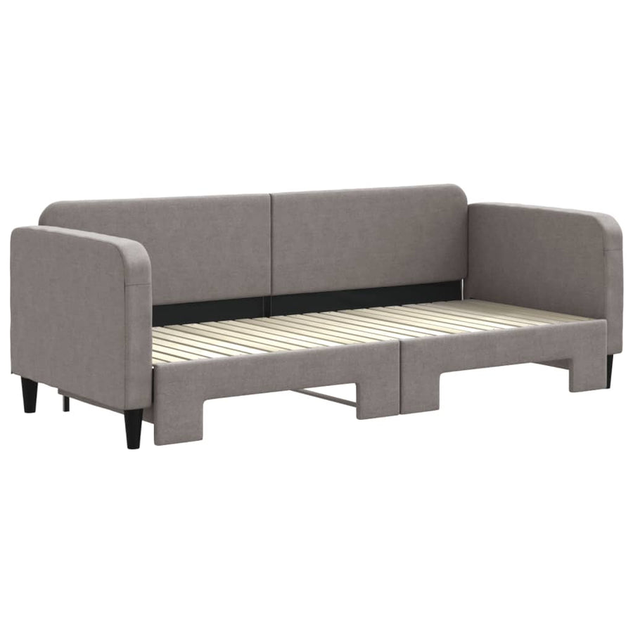 Slaapbank Stof 80 x 200 cm Taupe met onderschuifbed