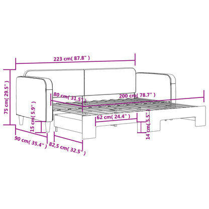 Slaapbank Stof Kleurig 80 x 200 cm Crème met onderschuifbed