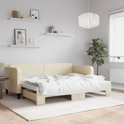 Slaapbank met onderschuifbed 80x200 cm crème
