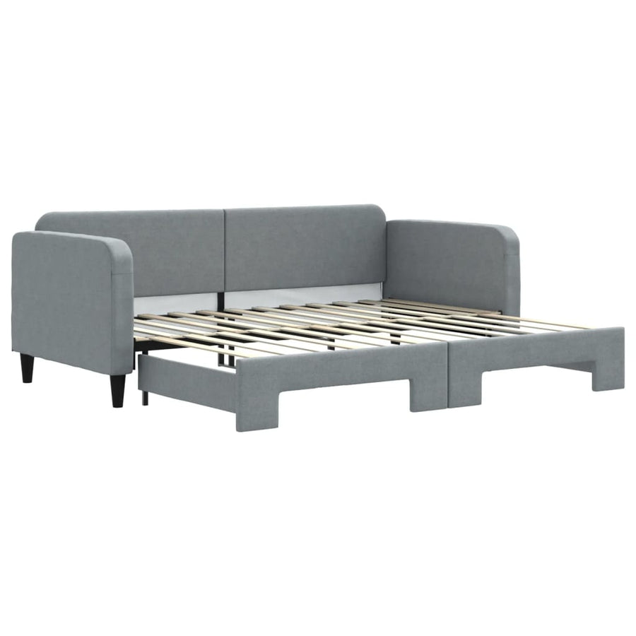 Slaapbank Stof 90 x 200 cm Lichtgrijs met onderschuifbed