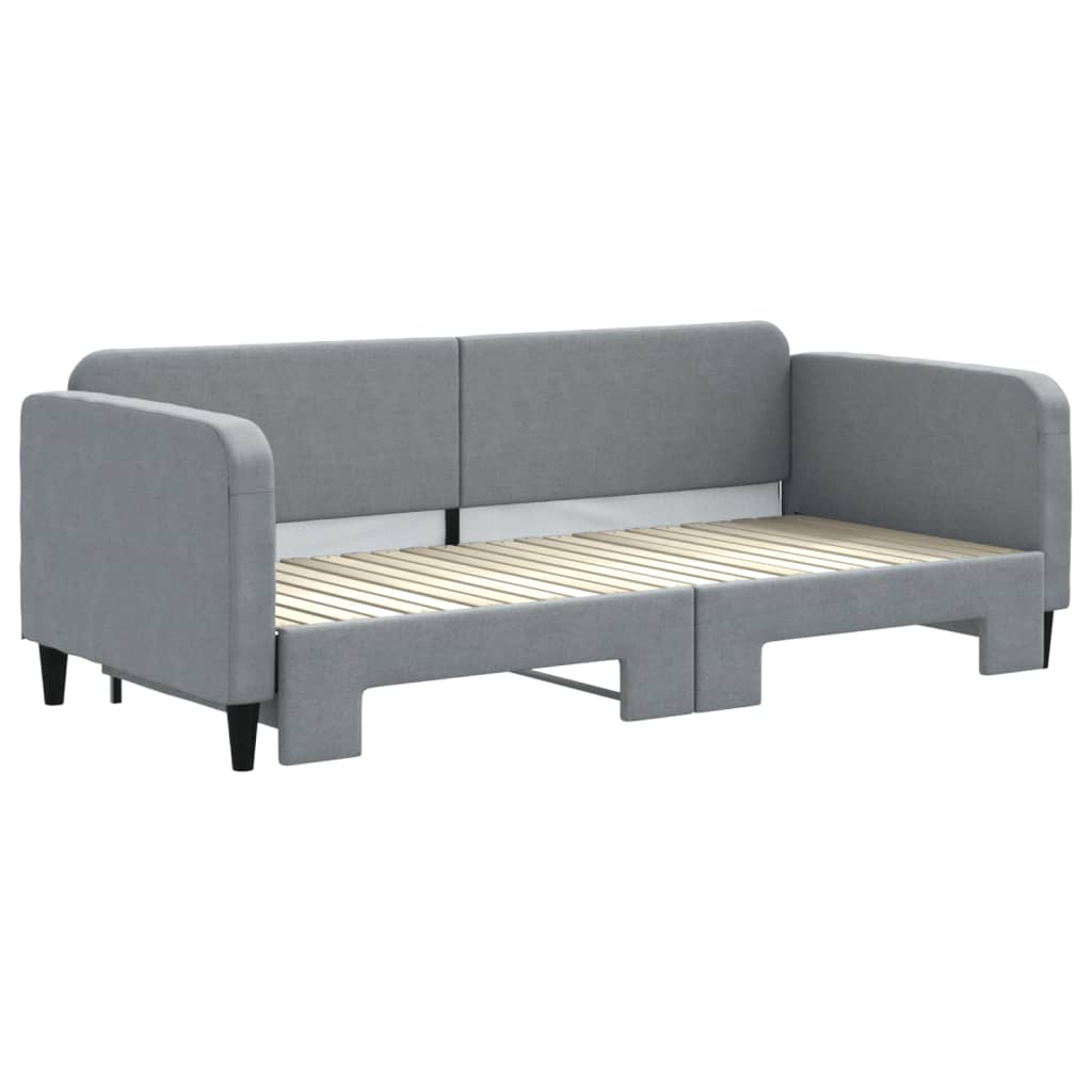 Slaapbank Stof 90 x 200 cm Lichtgrijs met onderschuifbed