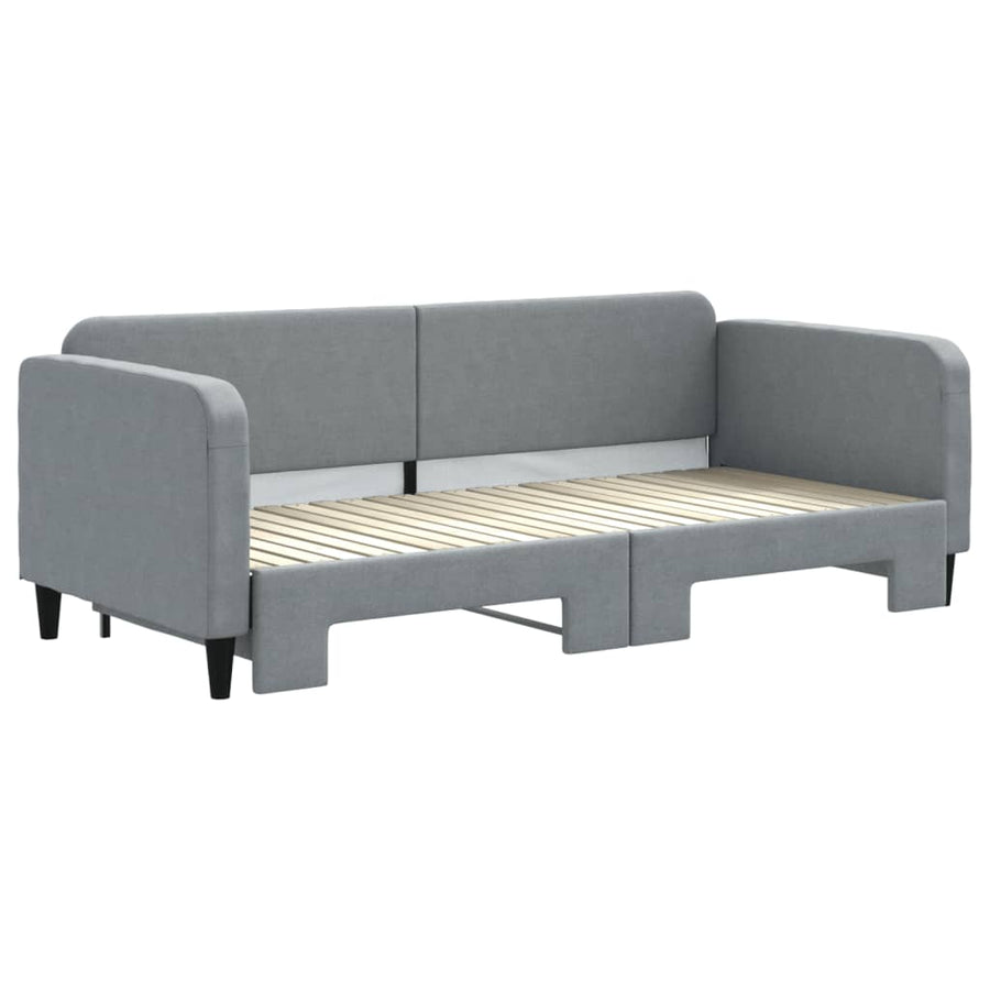 Slaapbank Stof 90 x 200 cm Lichtgrijs met onderschuifbed