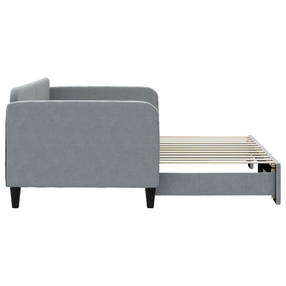 Slaapbank Stof 90 x 200 cm Lichtgrijs met onderschuifbed