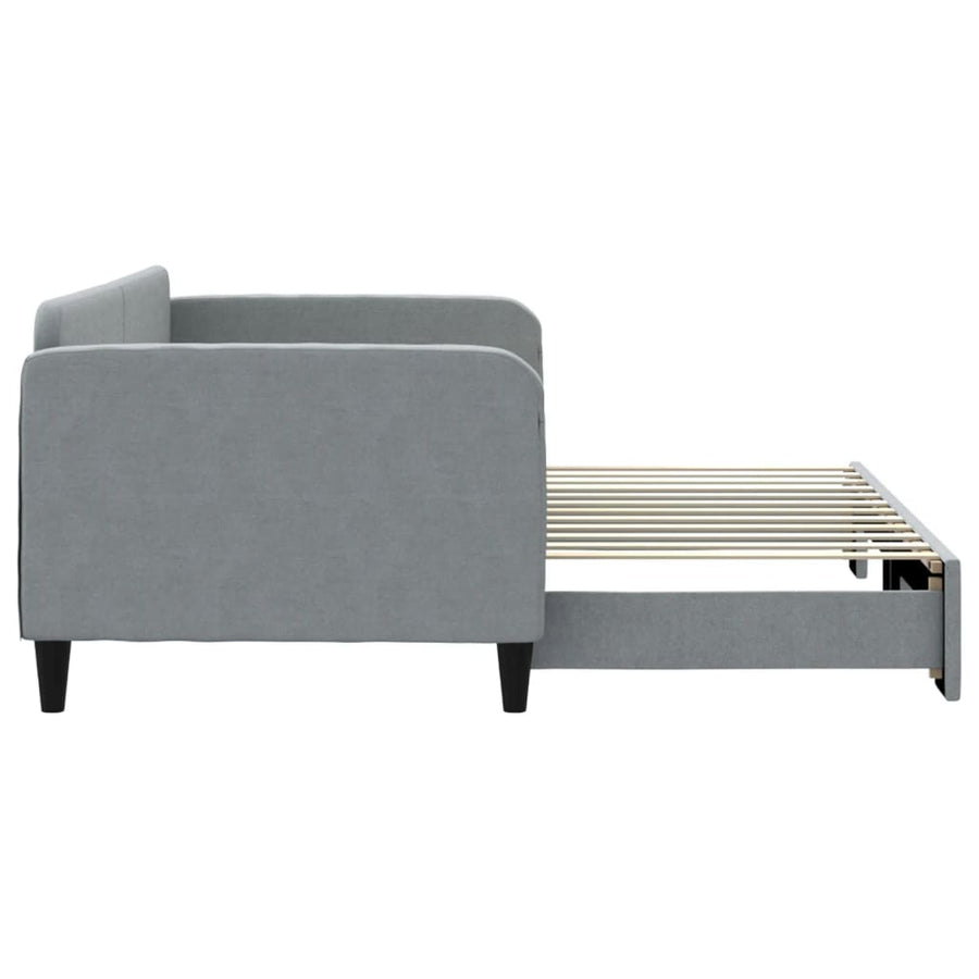 Slaapbank Stof 90 x 200 cm Lichtgrijs met onderschuifbed