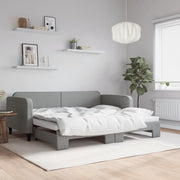 Slaapbank onderschuifbed 90x200 cm stof lichtgrijs