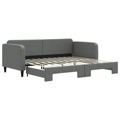 Slaapbank Stof 90 x 200 cm Donkergrijs met onderschuifbed