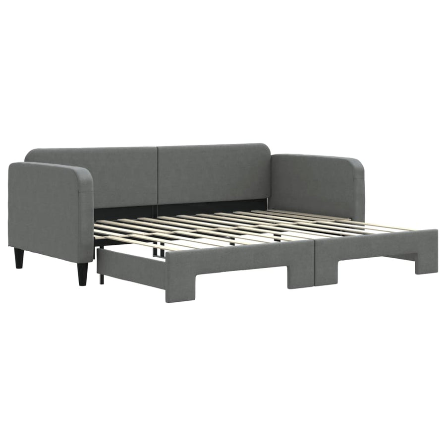 Slaapbank Stof 90 x 200 cm Donkergrijs met onderschuifbed