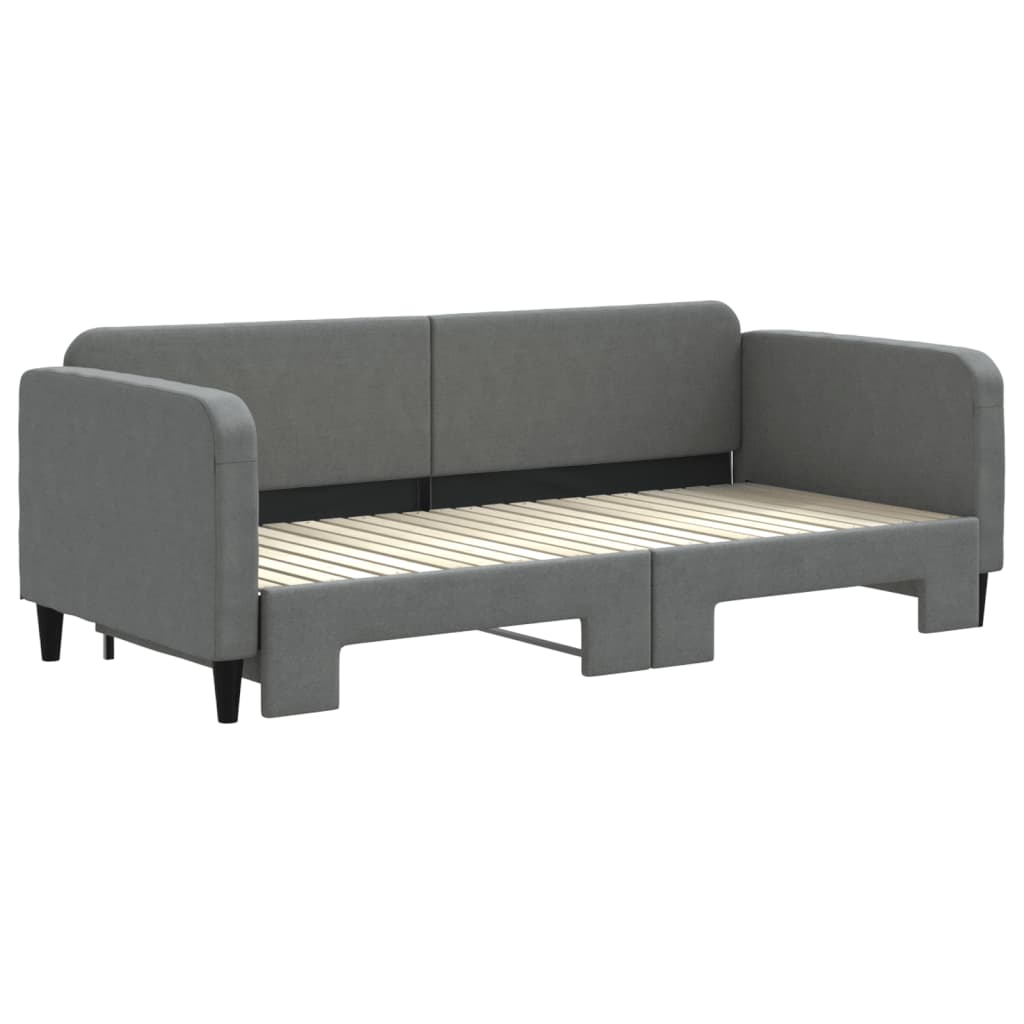 Slaapbank Stof 90 x 200 cm Donkergrijs met onderschuifbed