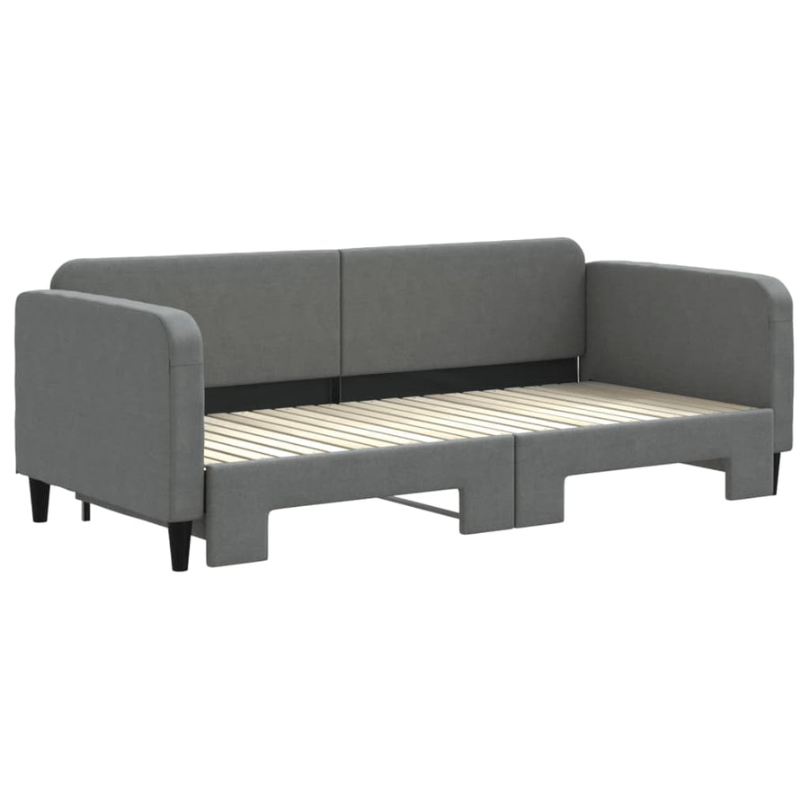 Slaapbank Stof 90 x 200 cm Donkergrijs met onderschuifbed