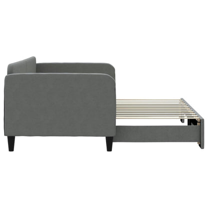 Slaapbank Stof 90 x 200 cm Donkergrijs met onderschuifbed