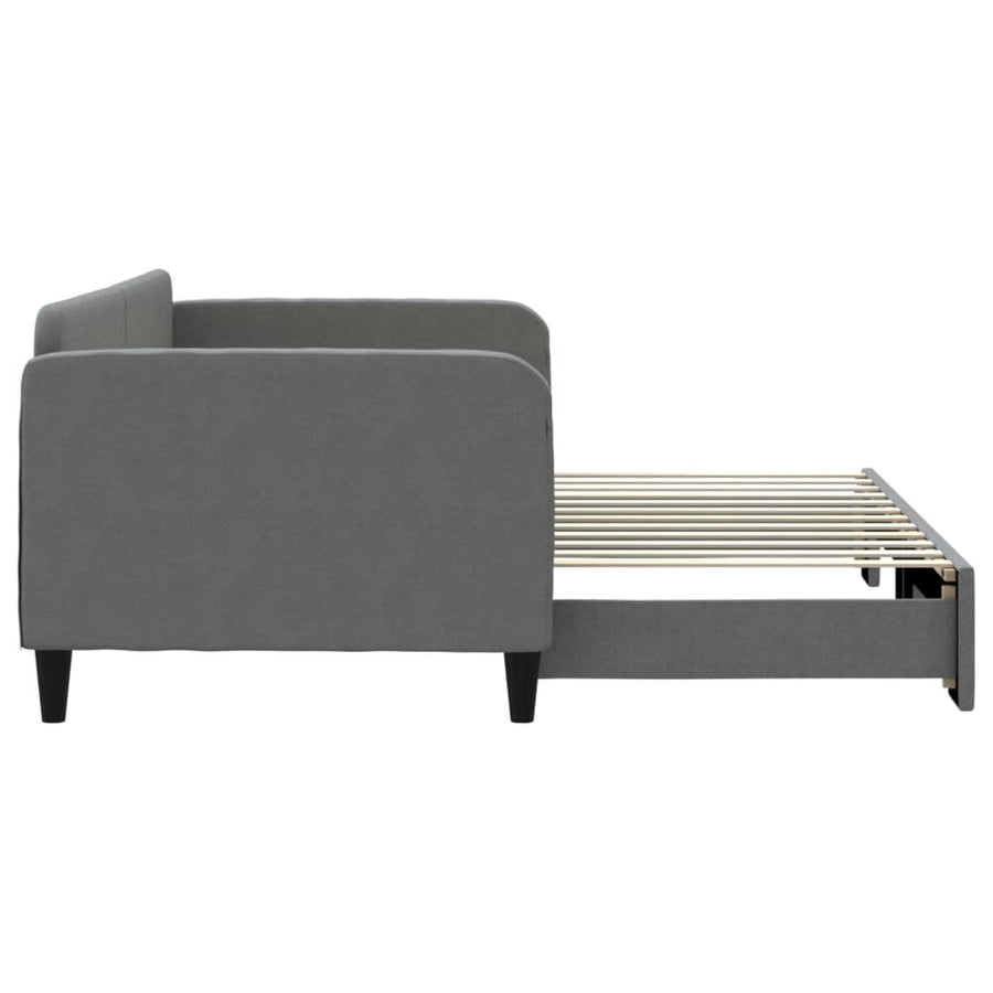 Slaapbank Stof 90 x 200 cm Donkergrijs met onderschuifbed