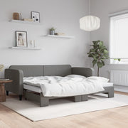 Slaapbank met onderschuifbed 90x200 cm donkergrijs