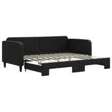 Slaapbank Stof 90 x 200 cm Zwart met onderschuifbed