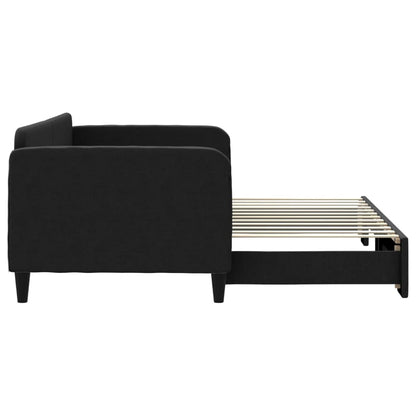 Slaapbank Stof 90 x 200 cm Zwart met onderschuifbed