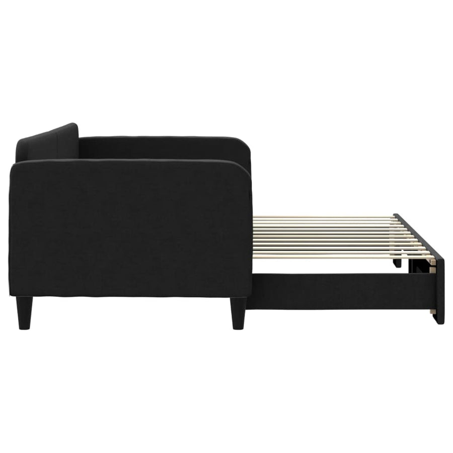 Slaapbank Stof 90 x 200 cm Zwart met onderschuifbed