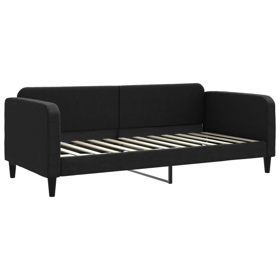Slaapbank Stof 90 x 200 cm Zwart met onderschuifbed