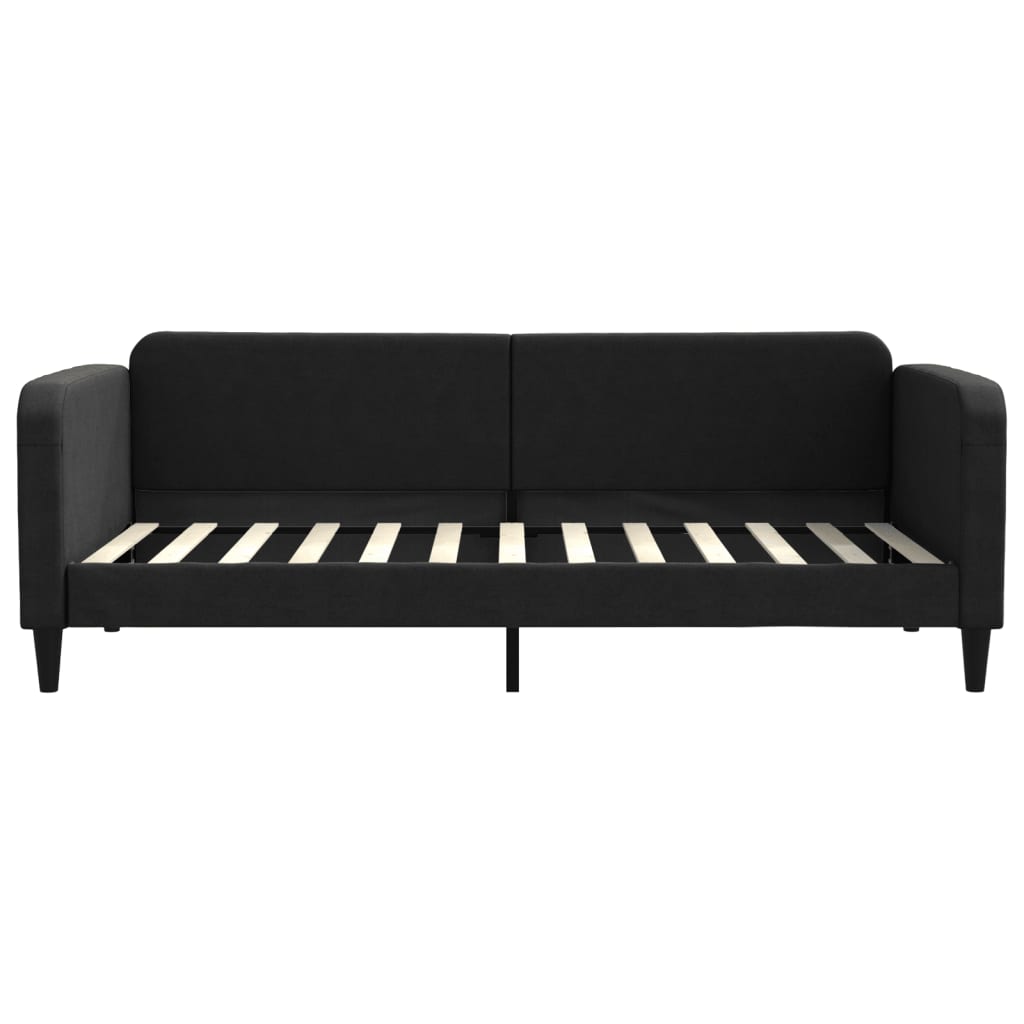 Slaapbank Stof 90 x 200 cm Zwart met onderschuifbed