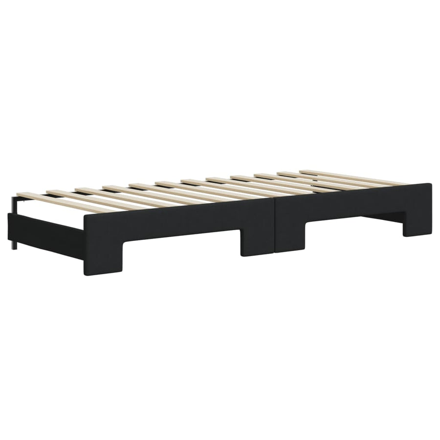 Slaapbank Stof 90 x 200 cm Zwart met onderschuifbed