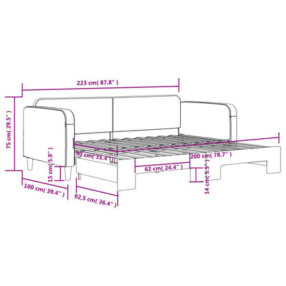 Slaapbank Stof 90 x 200 cm Zwart met onderschuifbed