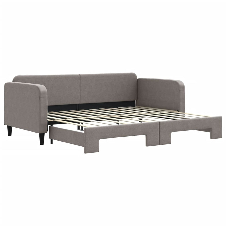 Slaapbank Met Onderschuifbed 90X200 Cm Stof Taupe Taupe 90 x 200 cm
