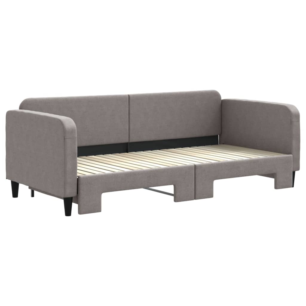 Slaapbank Met Onderschuifbed 90X200 Cm Stof Taupe Taupe 90 x 200 cm