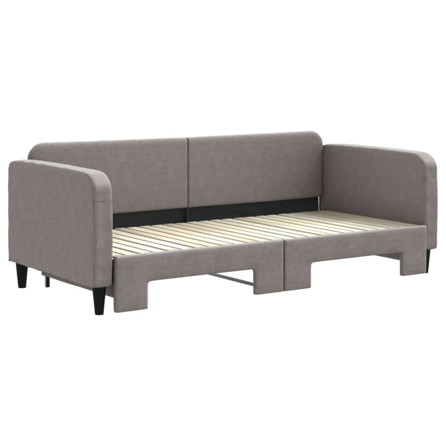 Slaapbank Met Onderschuifbed 90X200 Cm Stof Taupe Taupe 90 x 200 cm