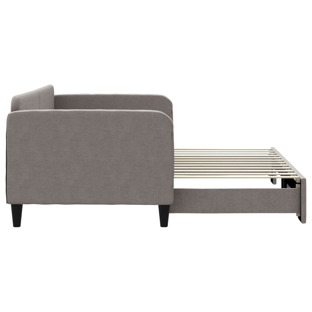 Slaapbank Met Onderschuifbed 90X200 Cm Stof Taupe Taupe 90 x 200 cm