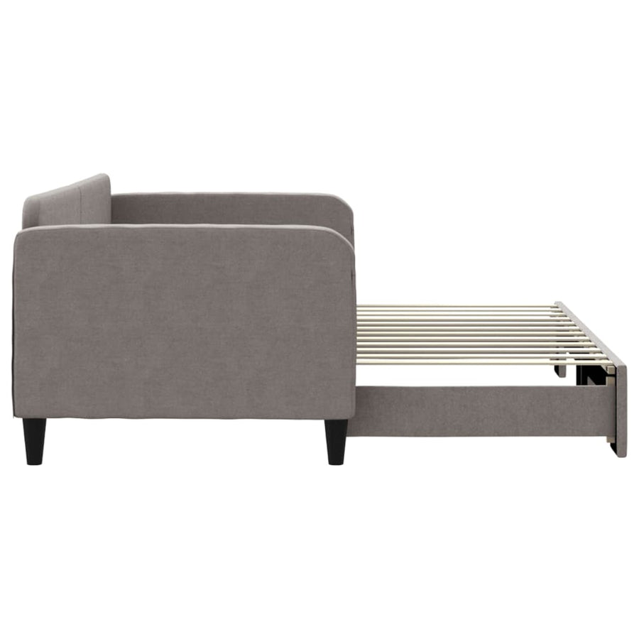 Slaapbank Met Onderschuifbed 90X200 Cm Stof Taupe Taupe 90 x 200 cm