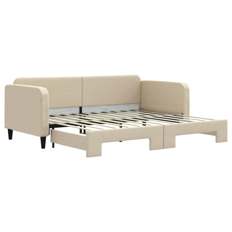 Slaapbank Stof Kleurig 90 x 200 cm Crème met onderschuifbed