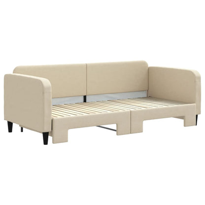 Slaapbank Stof Kleurig 90 x 200 cm Crème met onderschuifbed