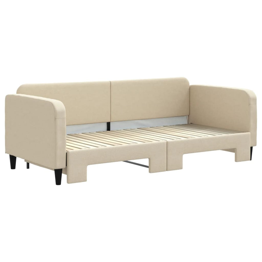 Slaapbank Stof Kleurig 90 x 200 cm Crème met onderschuifbed
