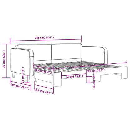 Slaapbank Stof Kleurig 90 x 200 cm Crème met onderschuifbed