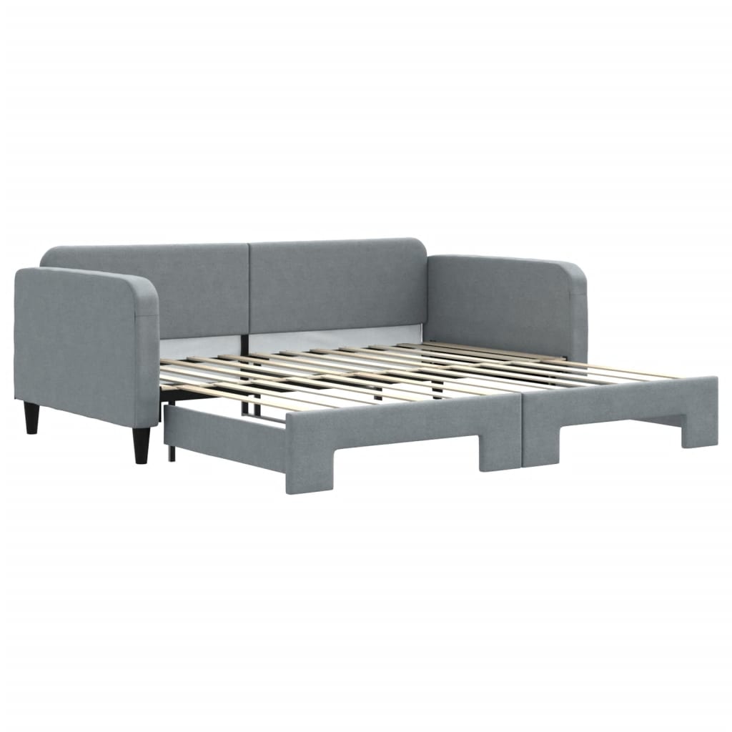 Slaapbank Stof 100 x 200 cm Lichtgrijs met onderschuifbed