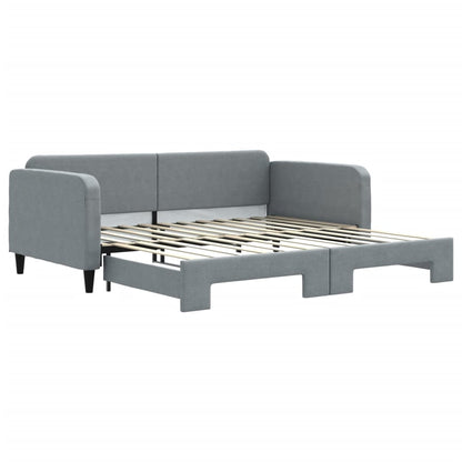 Slaapbank Stof 100 x 200 cm Lichtgrijs met onderschuifbed