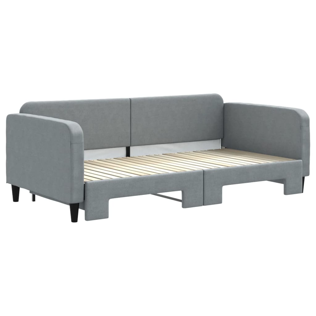 Slaapbank Stof 100 x 200 cm Lichtgrijs met onderschuifbed
