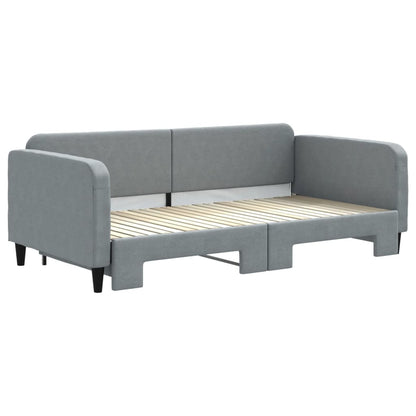 Slaapbank Stof 100 x 200 cm Lichtgrijs met onderschuifbed