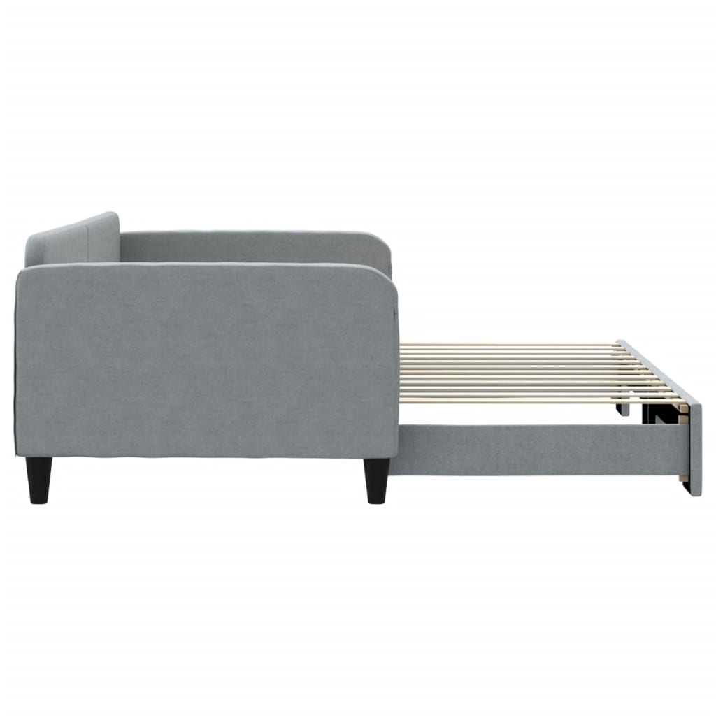Slaapbank Stof 100 x 200 cm Lichtgrijs met onderschuifbed